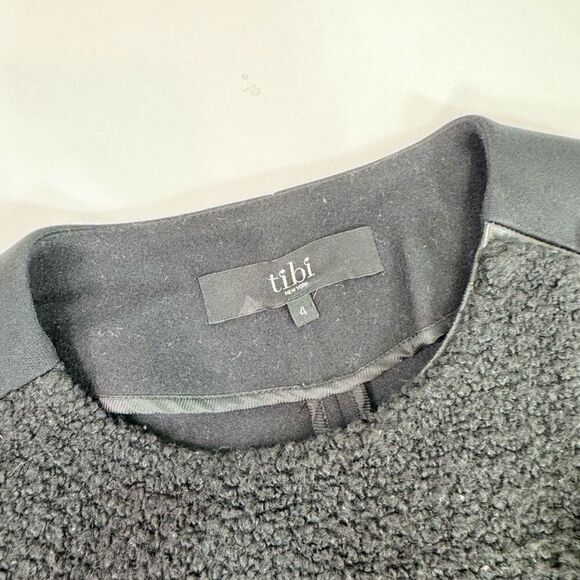 tibi Jacket Blazer Womens 4 Virgin Wool Blend Black Textured Full Zip Pocets - Picture 3 of 9